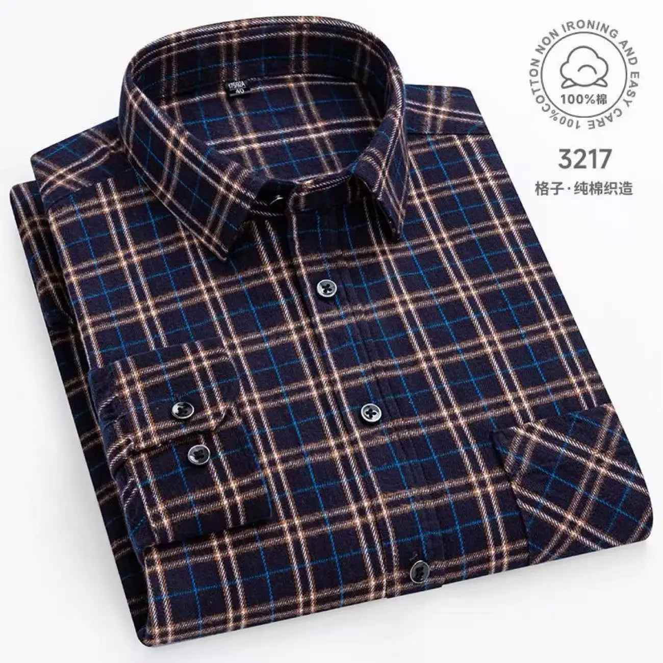Men's 100% Pure Cotton Flannel Soft Regular-fit Long Sleeve Brushed Shirt Single Pocket Comfortable Casual Plaid Shirts 11XL-9XL
