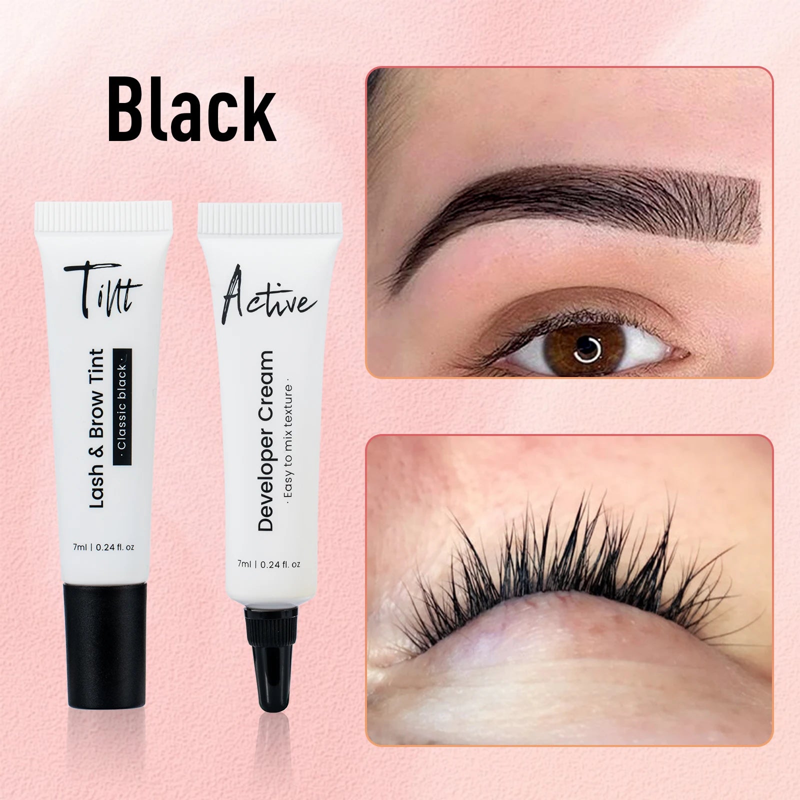 Gollee Classic Black Natural Lash and brow Tinting Set Lasting Waterproof Eyelash Fast Tint Kit Enhancers Easy Dye Makeup Tools