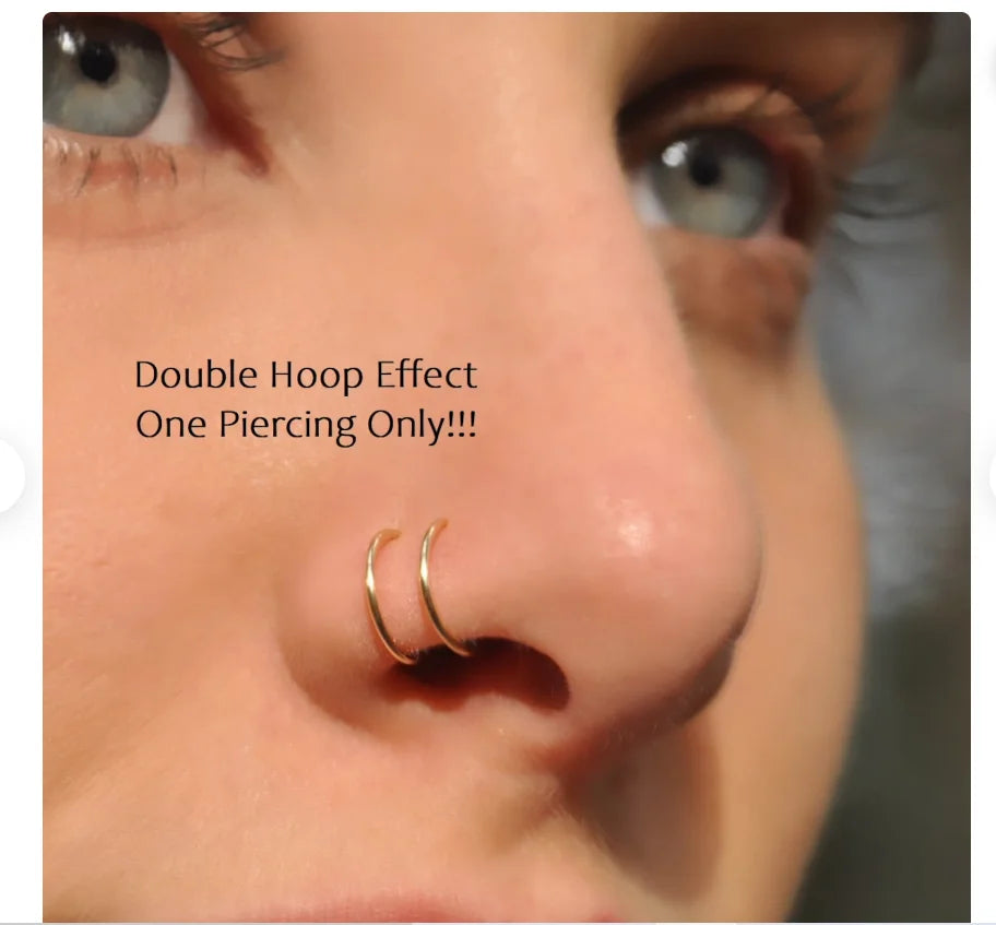 1 Piece Double Layers Stainless Steel Nose Ring Studs for Women 20G Hoops Twist Cartilage Tragus Septum Piercings Body Jewelry