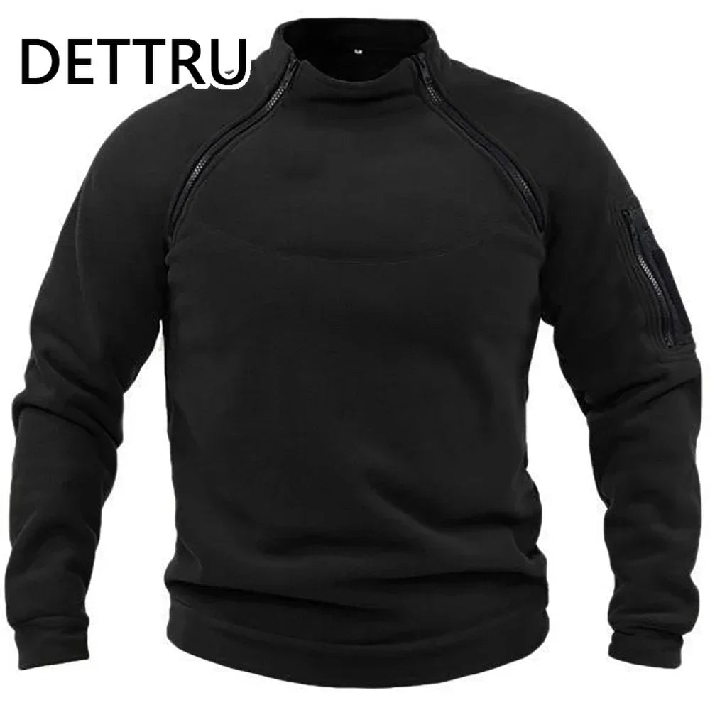 Outdoor Men's TacticalFleece Jacket Clothes Warm Zippers Pullover Men Windproof Coat Thermal Hiking Sweatshirt