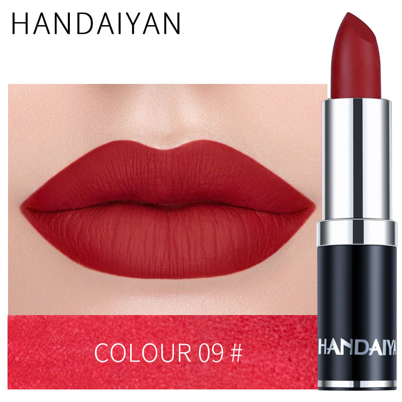 HANDAIYAN 12 Color Matte Lipstick Waterproof Moisturize Velvet Sexy Lip Gloss Popular Color Hot Selling Fashion Beauty Lipstick