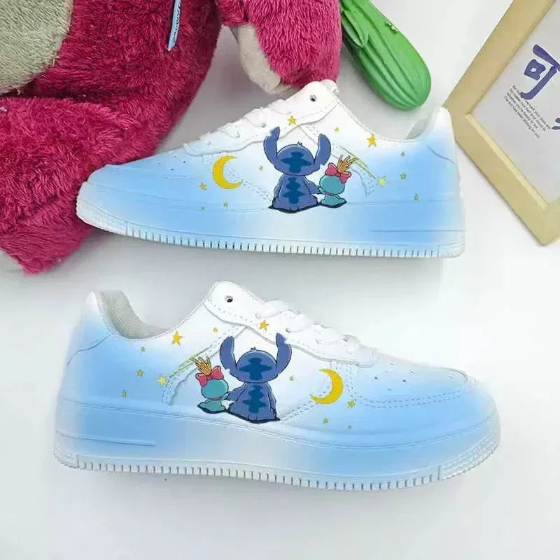 New Disney women cartoon Stitch cute White  Casual shoes soft sports shoes for girlfriend lady gift EU size 35-44