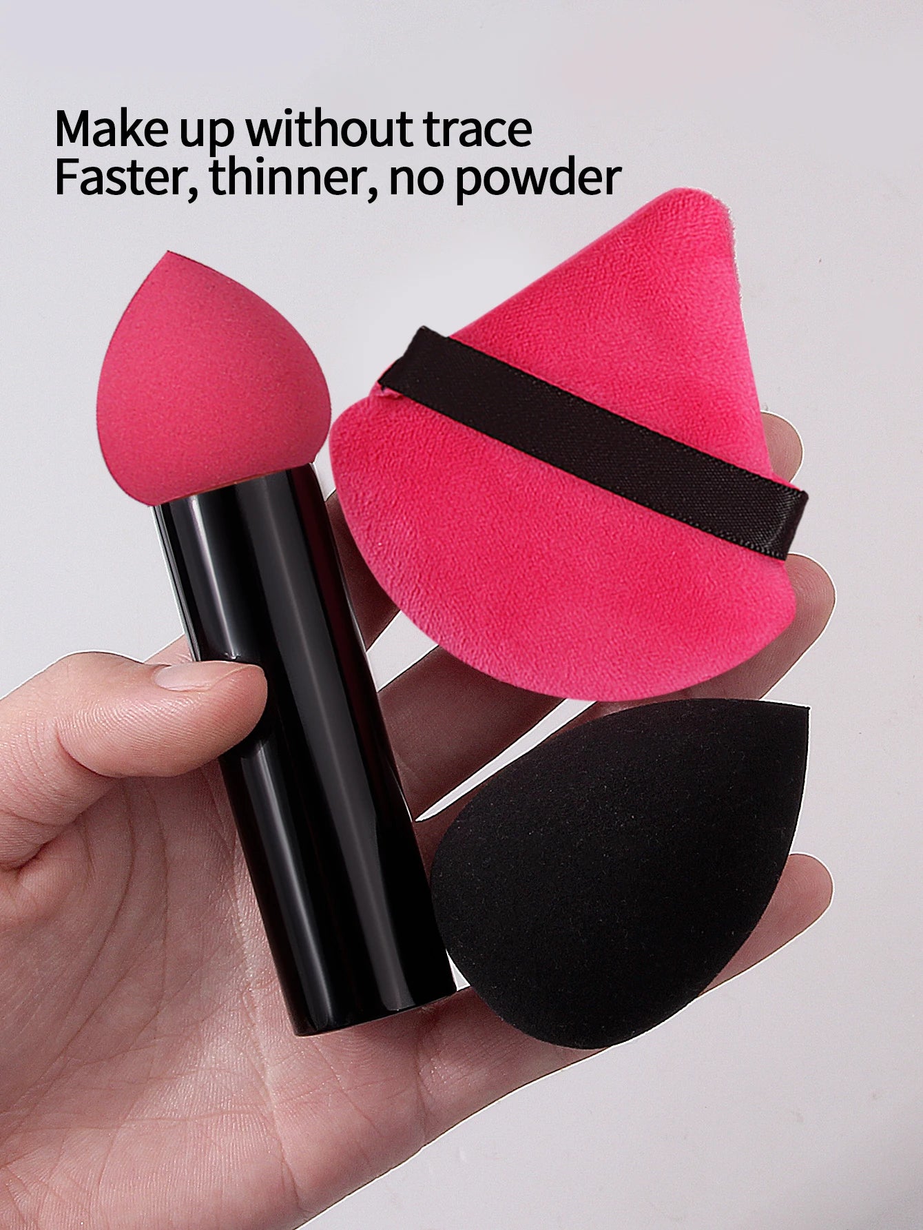 3PCS sponge head makeup brush, concealer brush, smudge brush, soft makeup sponge, egg triangle powder puff, beauty tools
