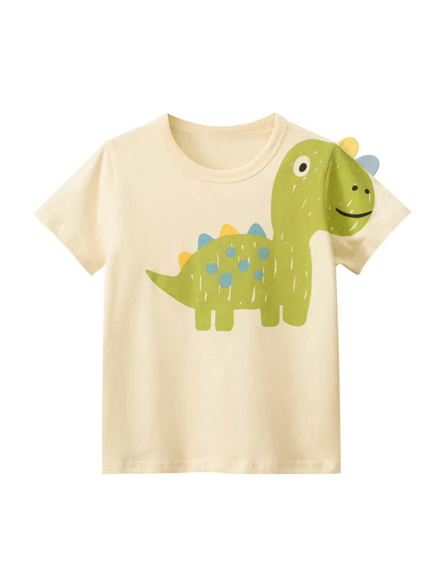 2024 Children 3D Cartoon Short T-Shirts Clothes for Boy 100% Cotton Short Sleeve Dinosaurs Cute Kids Casual Sport Top Tees
