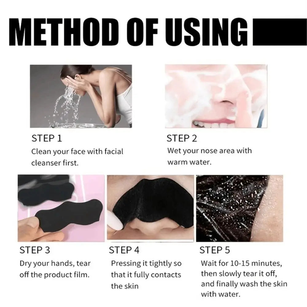 10PCS New Deep Cleaning Nose Patch Shrink Pore Bamboo Charcoal Blackhead Remover Shaped Black Nose Pore Strips Women Beauty
