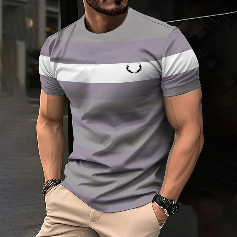 Simple Striped 3D Printed T Shirts For Men Fashion Summer Short Sleeve 3D Printed Kids T-shirts Casual Daily Wear Loose Tees