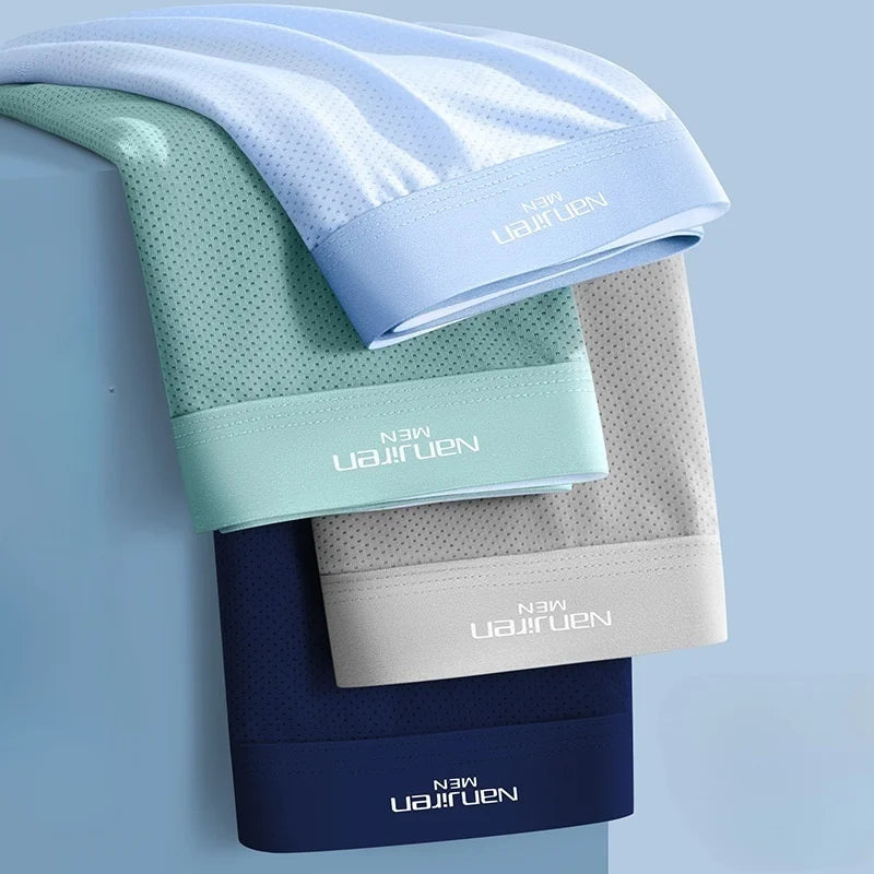 Men Boxers Men's Underwear 3A Antibacterial Underpants Ice Silk Men Boxer Shorts Breathable Elastic Male Panties Plus Size L-6XL