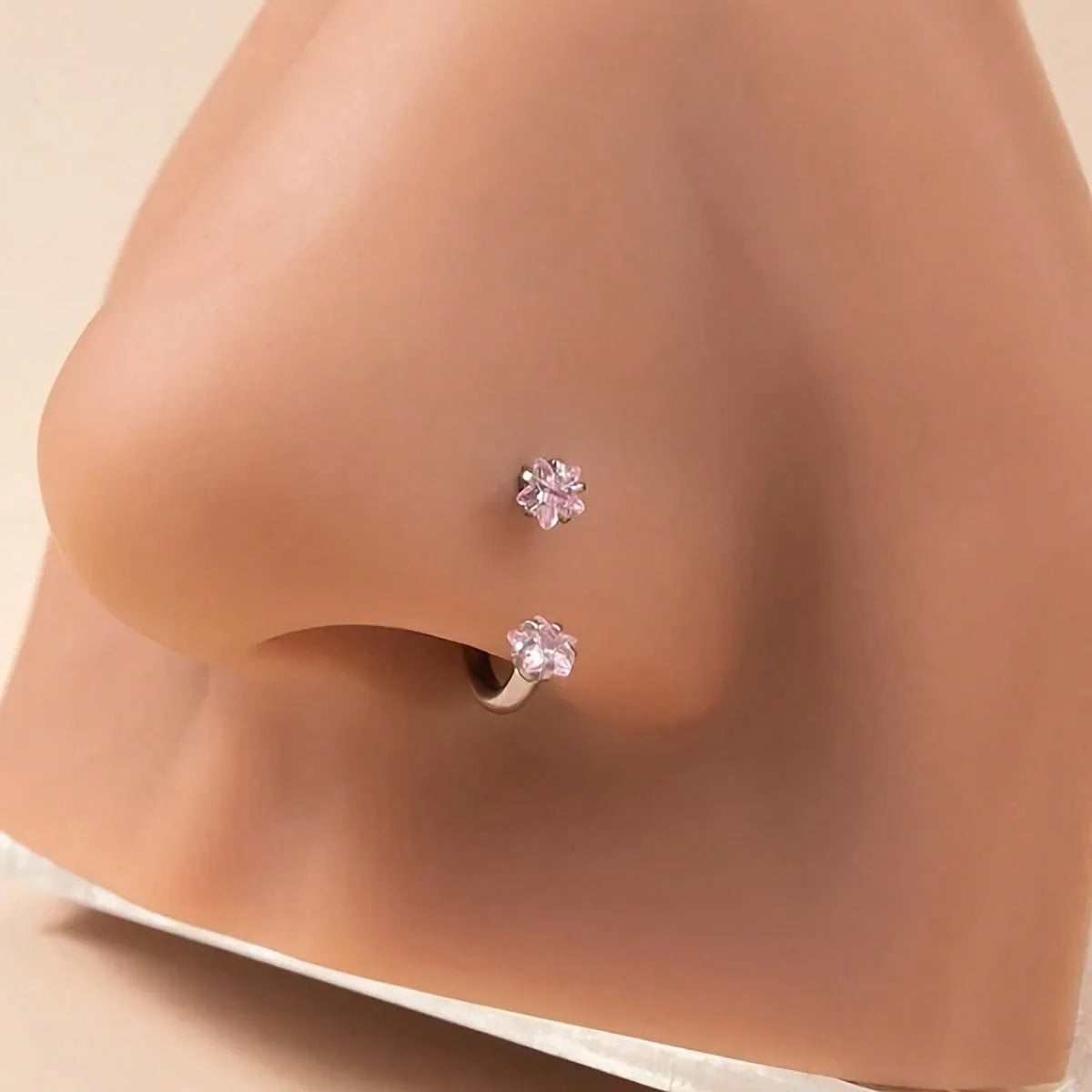 Horseshoe Nose Rings Heart Star Pink CZ Internal Threaded Horseshoe Septum Ring Cartilage Tragus Earrings Helix Piercing Jewelry