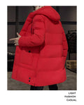 New Winter Men's Hooded Long Cotton Jacket, Thickened Warm Parka, Plus Sizes M-8XL