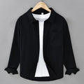 Basic Men's Long-Sleeve Cotton Shirt - Casual and Versatile Spring Style 100% Cotton Solid Color Casual Shirt
