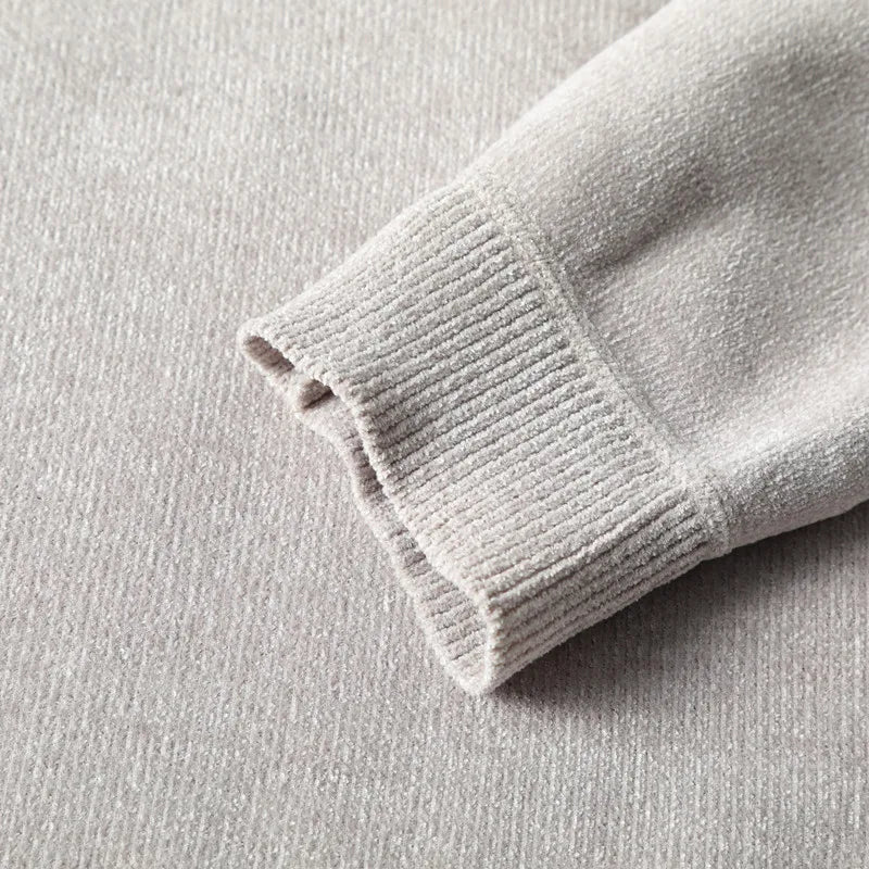 Men's Sweatercoat Autumn Winter O-Neck Knit Letter Plush Fleece Lined Warm Wool Pullover Sweater Men Bottoming Pullovers Jumper