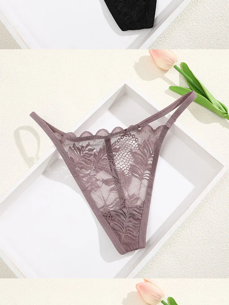 FINETOO 6PCS/Set Lace Thong Female Bikini Lady Intimates S-XL Women Seamless Panties Sexy Girl's Underwear Transparent Briefs