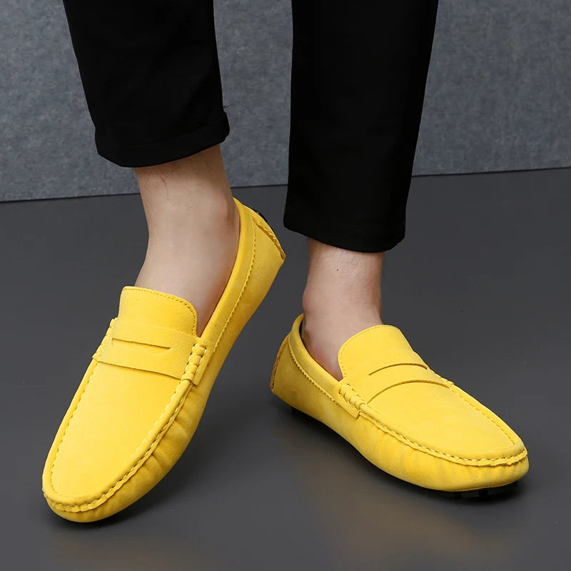 Suede Leather Penny Peas Loafers Men Women Boys Driving Shoes Big Size 35-48 Moccasins Slip on Flats Designer Mens Loafers Pink