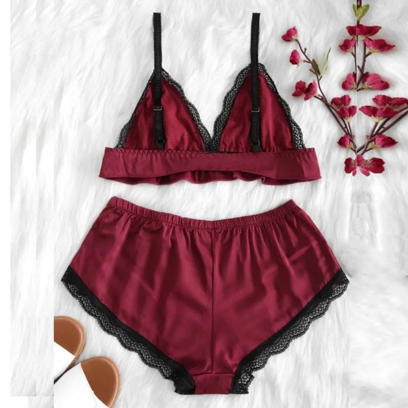 Sexy Lingerie Women's Pajamas Sets Nightwear 2 Piece Set Sexy Home Decor Split Oiled Cloth Sleepwear Set Sleepwear for Sleeping