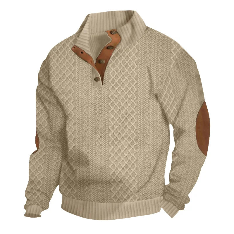 2024 cross-border hot-selling autumn and winter men's casual stand-up collar long-sleeved jacquard knitted pullover sweater