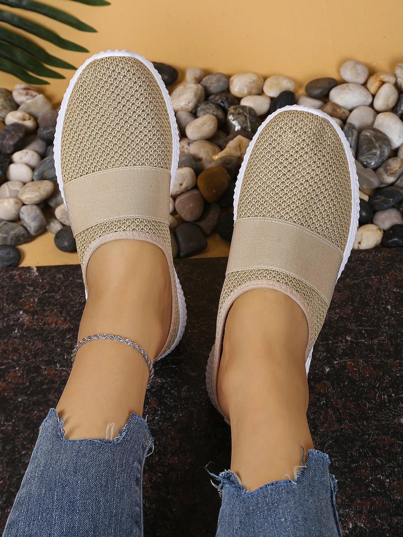 Women's shoes, women's casual shoes, summer mesh breathable thick-soled women's headband half support