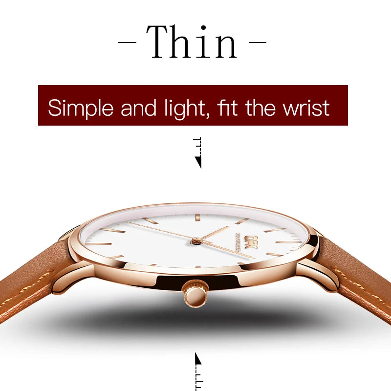 OPK 8101 Original Quartz Watch For Women Waterproof Leather Strap Hand Clock Simple Dial Top Brand Fashion Ladies Wrist Watches