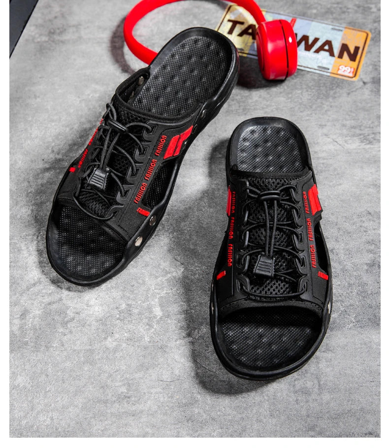 2024 New Men's Sandals Fashion Designer Soft Men's Slippers Outdoor Breathable Beach Shoes Anti-slip Comfortable Men Flip flops