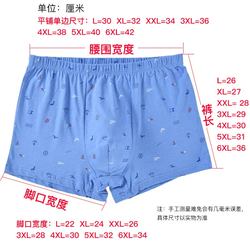 Men's Underwear Men's Cotton Antibacterial Boxers Breathable Printed Summer Thin Plus Size Short Shorts Cotton Boxers