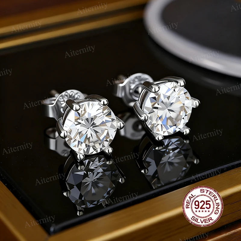 100% Earrings Moissanite for Women Pass Diamond Test Pen Ear Studs 925 Sterling Silver Fine Jewelry