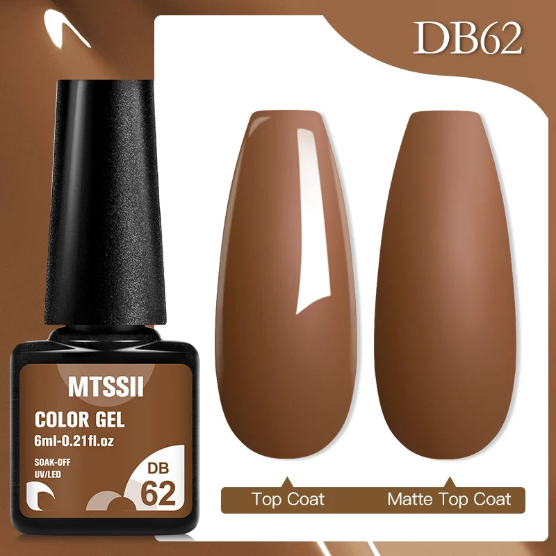 Mtssii 6ML Chocolate Color Gel Nail Polish Brown Semi Permanent UV Gel Autumn Winter Popular Soak Off Nail Art Gel Varnishes