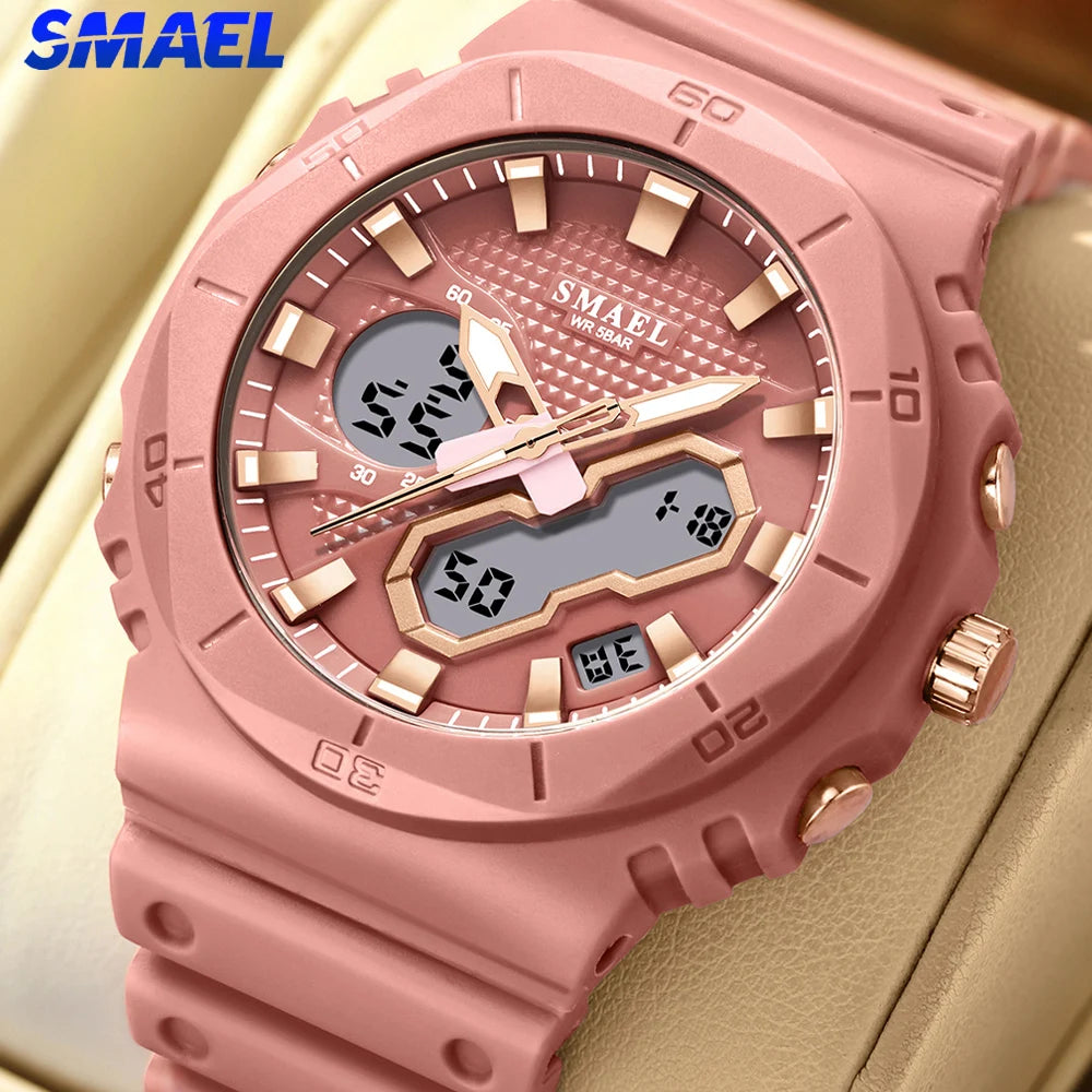 SMAEL Fashion Sport Watches for Unisex Top Brand Luxury Sports Chronograph Women Watch Waterproof Digital Quartz Wristwatch
