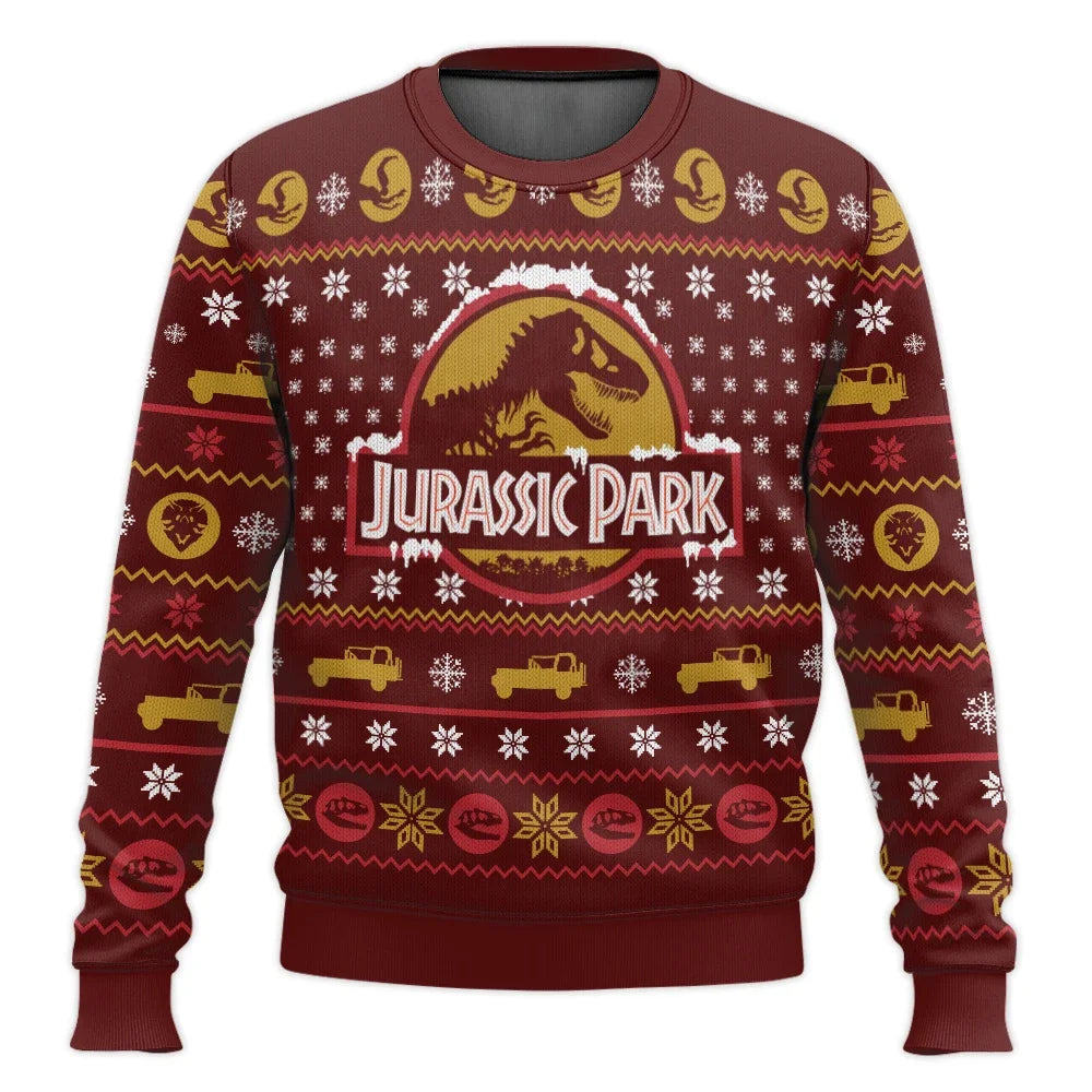 Jurassic Park Dinosaurs Merry Christmas Clothing Gifts Santa Claus sweaters Men's and women's hoodies 3D Autumn and Winter Party