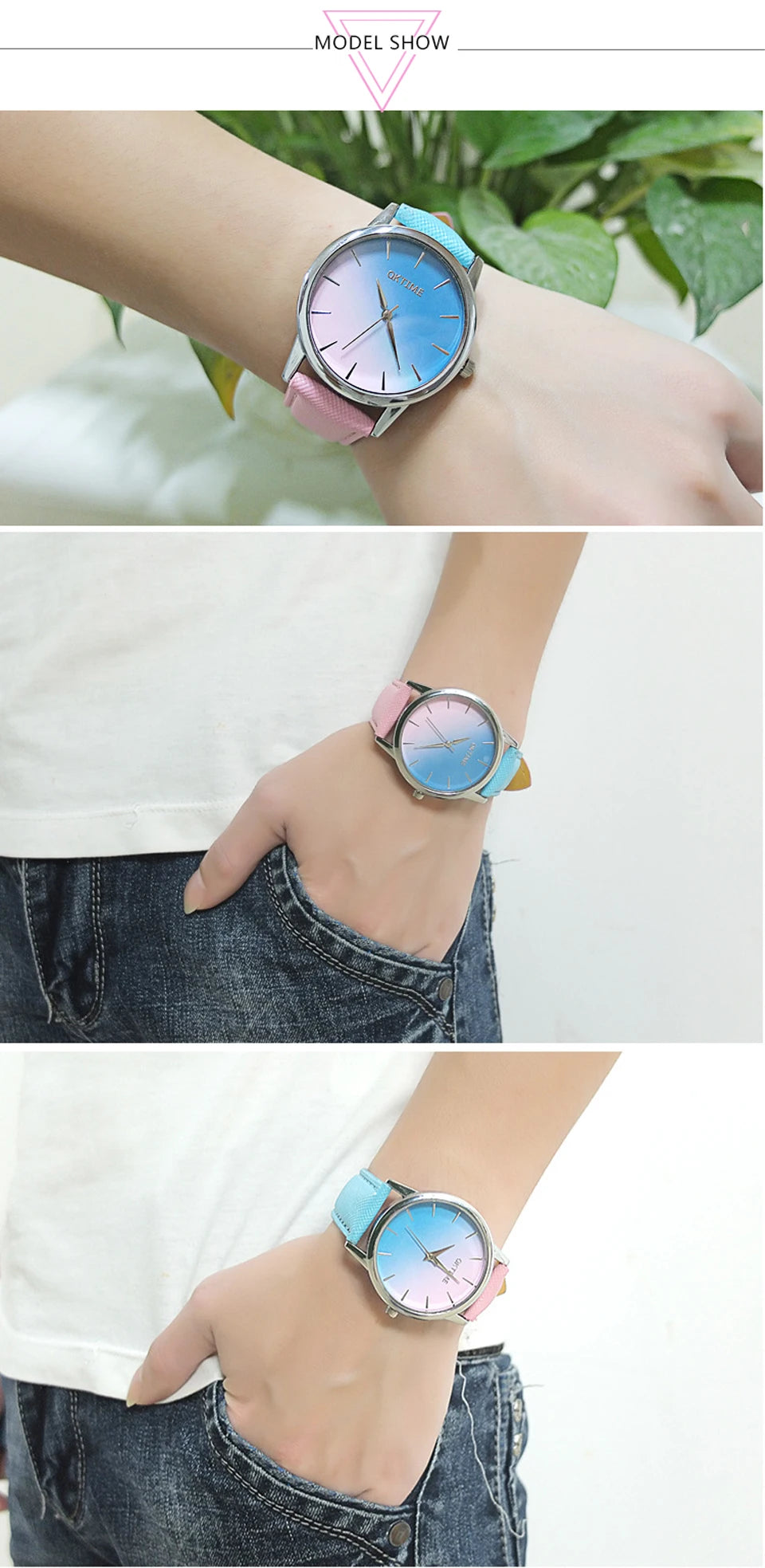 BK25 Fashionable Men watch color dual splicing Women watch waterproof simple quartz watch couple watch  gift watches for man