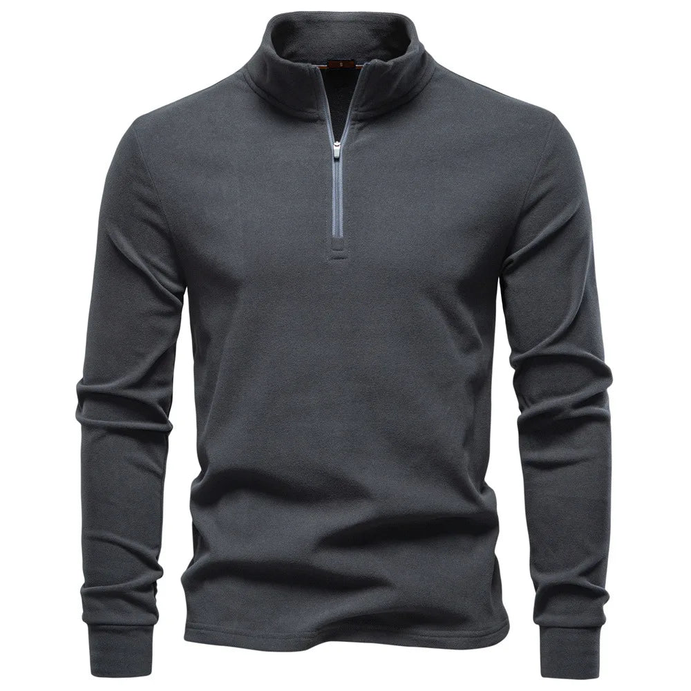 2025 New Men Stand-Up Collar Half-Zip Soft Shell Sweatshirt Long Sleeve Breathable Warm Pullover Casual Streetwear Jacket‌