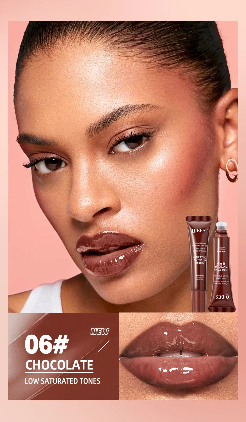 QIBEST Crystal Lip Balm Moisturizing Lip Gloss Oil Jelly Lipgloss Long Lasting Liquid Lipstick Hydrating Tinted Lip Serum Makeup