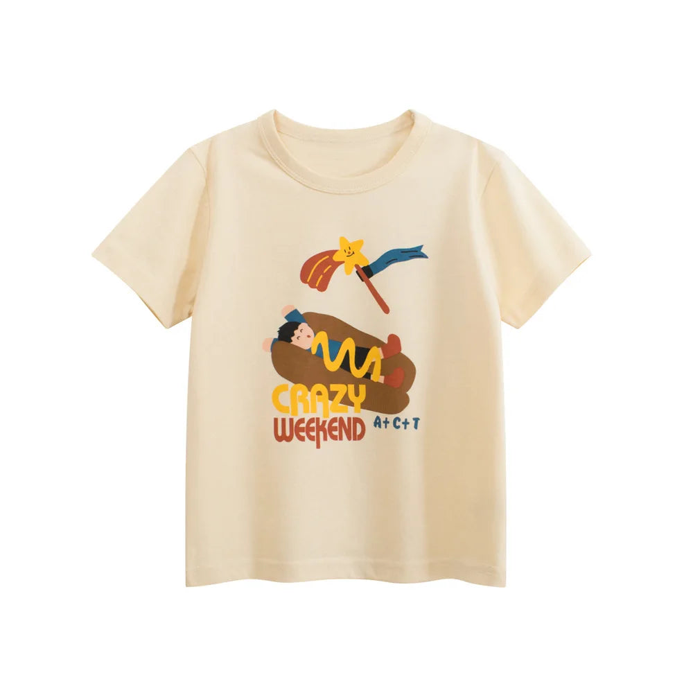 2-8T Toddler Kid Baby Boys Girls Clothes Summer Cotton T Shirt Short Sleeve Graffiti Print tshirt Children Top Infant Outfit