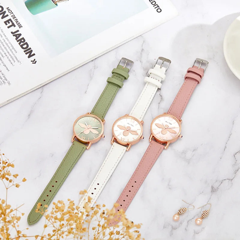 Simple Cute Womens Watches Ladies Fashion Bee Watch New Simple Casual Womens Analog WristWatch Bracelet Gift Relogios Feminino
