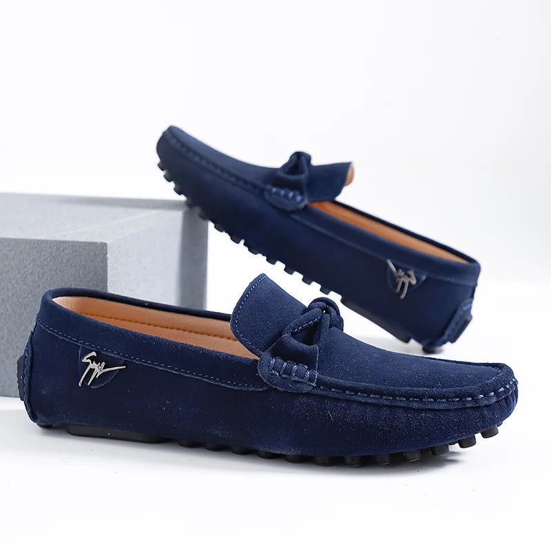 Suede Leather Men Loafers Handmade Slip-On Dress Shoes Comfortable Cushioned Insole Business Casual Shoes Man Driving Moccasins