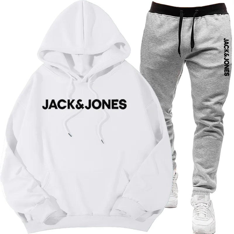 Two sets of men's sportswear for autumn/Winter 2025, including a sweatshirt and two sets of fitness jogging pants with wool caps