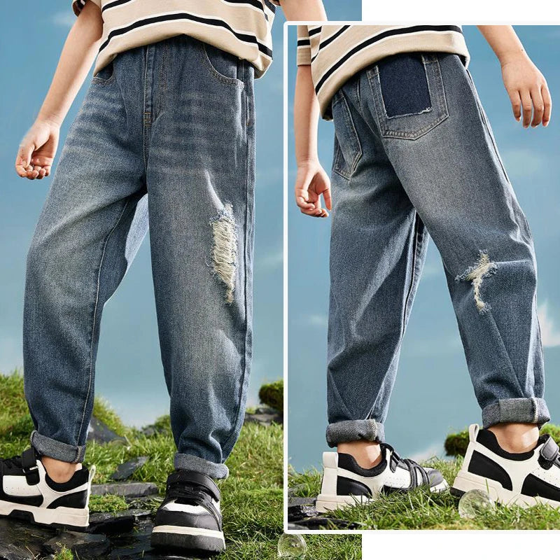 IENENS Jeans For Boys Clothes Kids Cowboy Sports Pants Children Denim Trousers Clothing Boy Bottoms Size 4 5 6 7 8 9 10 11 12