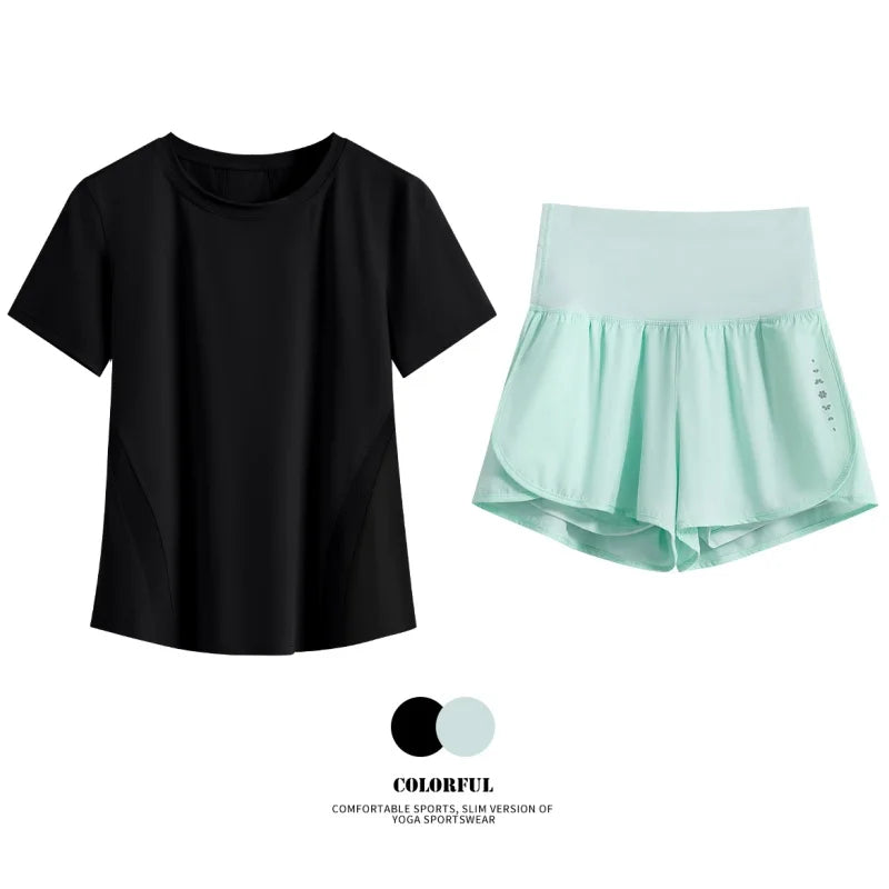 DRUR Women Summer Breathable Short Sports Set Loose Fit Workout Suit for Women 2 Piece Running Tracksuit Sportswear Outfit New