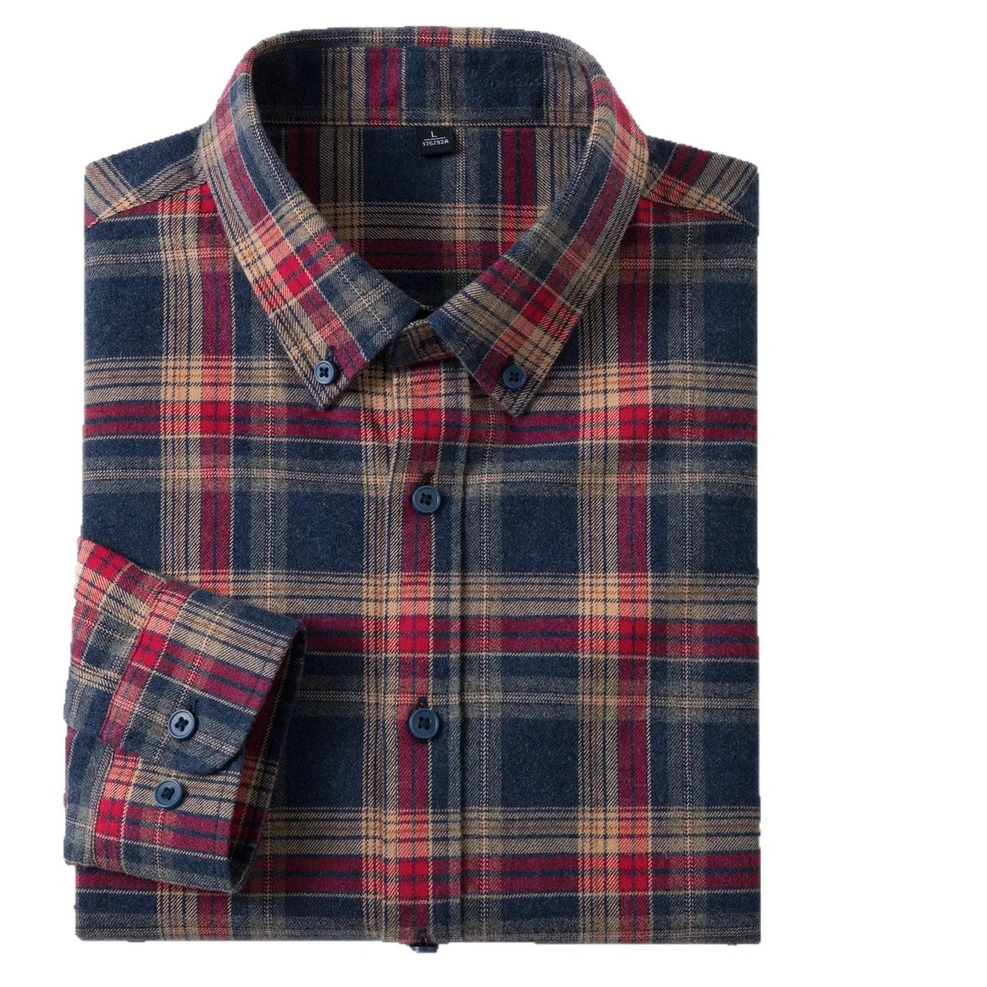 Pure Cotton Flannel Plaid Long Sleeve Casual Shirt for Men Spring Autumn New Style Retro Cross-Border Checkered Shirt