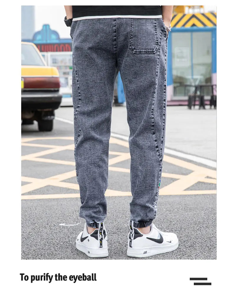 New Big Size 8XL Men's Jogger Jeans Streetwear Black Blue Casual Denim Cargo Pants Stretch Cotton Taper Jeans Baggy Trousers