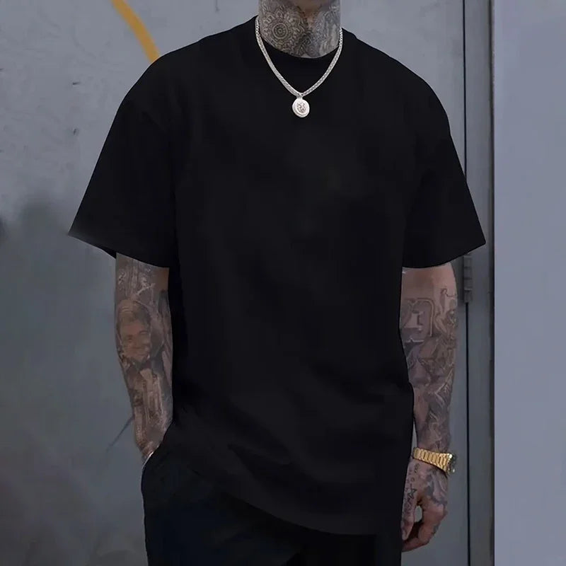 Hot Sales Mens T-shirt Cotton Solid Color Short Sleeved High Quality Casual Tees Outdoor Sports Jogging Soft Black White T-shirt