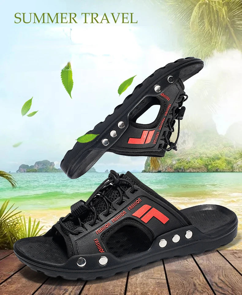 2024 New Men's Sandals Fashion Designer Soft Men's Slippers Outdoor Breathable Beach Shoes Anti-slip Comfortable Men Flip flops