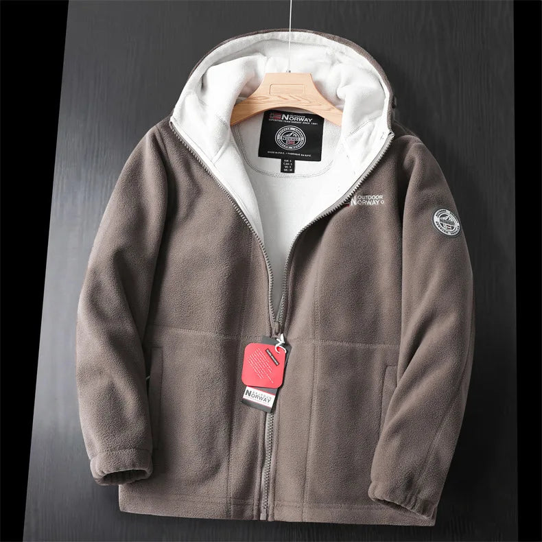 2024 Brand Winter Fleece Jacket Men's Casual Thickened Wool Jacket high quality Design Warm Fashion Hooded Coat Outdoor Ski Suit
