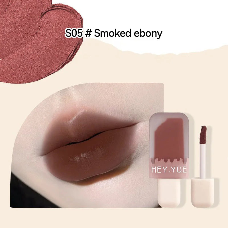 HEYYUE Ice Cream Lip Glaze — Velvet Matte Finish, Pudding Lip Clay, Student-Friendly Everyday Skin-Brightening Lipstick