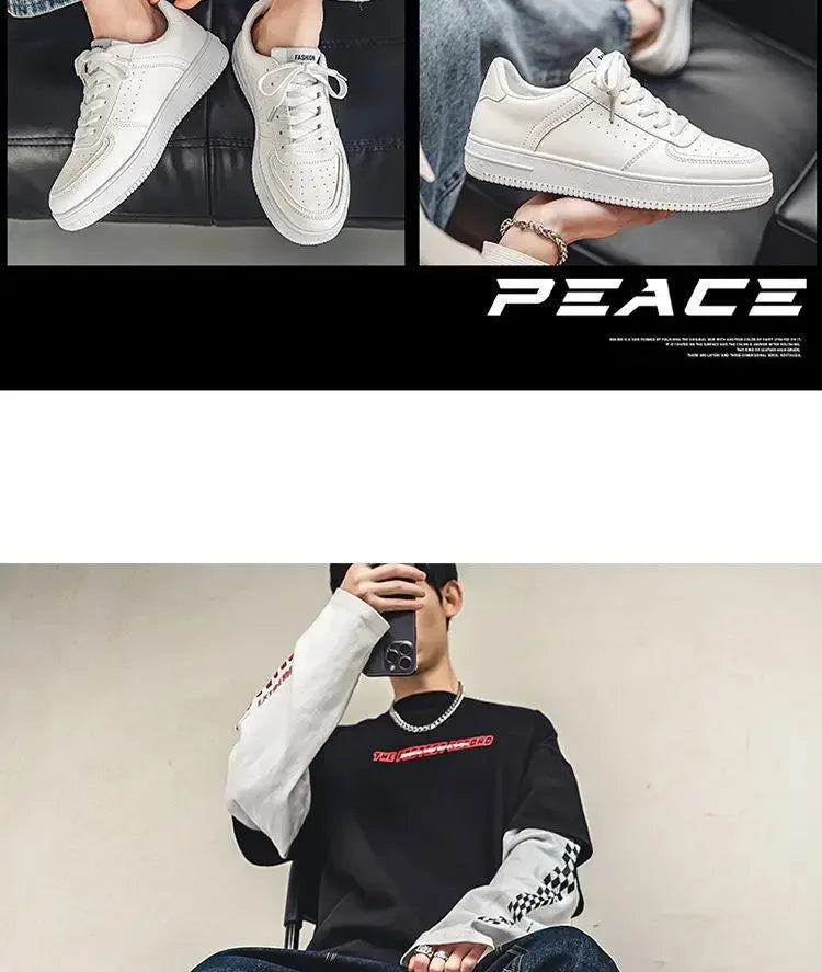 2025@@@New white men's shoes in 2025, pure white sports shoes for handsome and casual young students in spring.