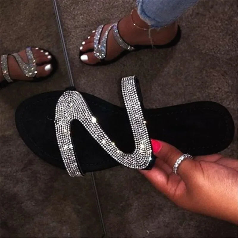 Women Summer Flat Bling Slippers Female Flip Flops Sandals Outdoor Beach Women Sandals  Glitter Shoes for Women 2024