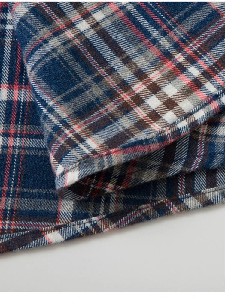 100% Cotton Flannel Shirt Men's, Plaid Casual Jacket, Anti-Wrinkle, Multi-Color Gold Quality Long-Staple Cotton S-4XL