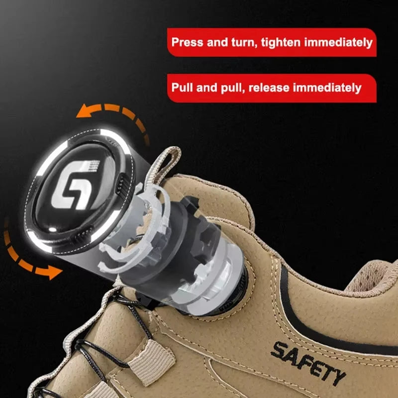 Men's Rotating Button Anti-Smash Anti-puncture Steel toe work Safety Shoes Men Work Boots Protective Women Sneakers Shoes