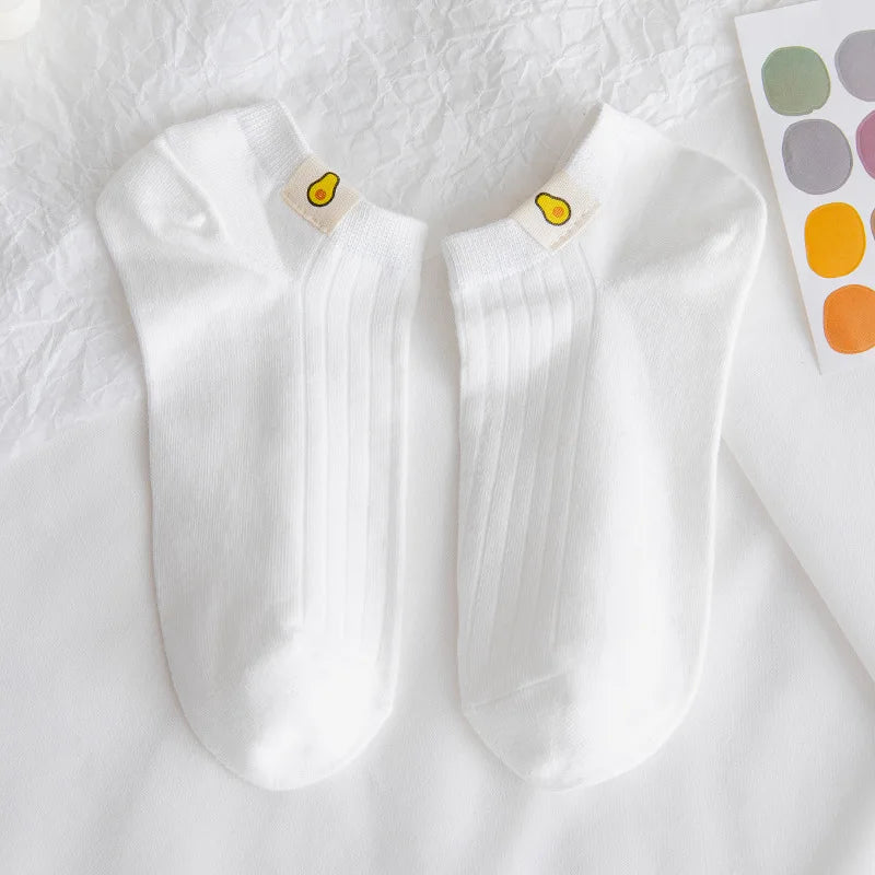 Solid Color White Short Socks Women Casual Cotton Breathable Low Cut Ankle Socks College Style School Students Kawaii Cute Socks