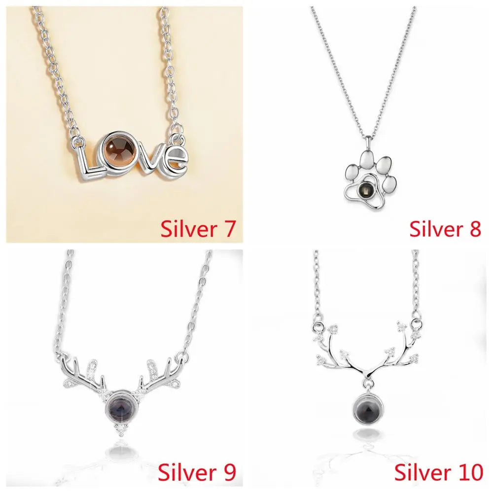 New Letter Necklace 100 Languages I Love You Projection Pendant Necklace Women Jewelry Collier Femme Bijoux Best Friends Gifts