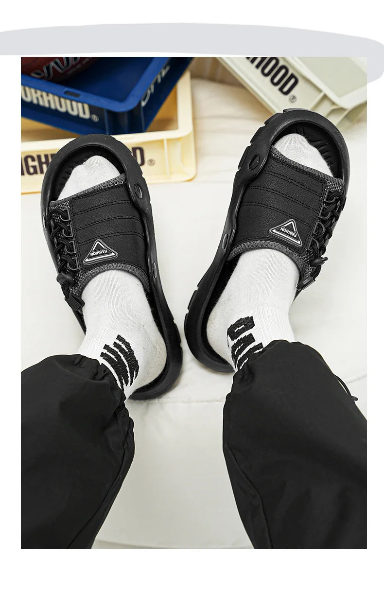 New Men's EVA Platform Massage Slippers Home Mute Anti-slip Slides Outdoor Beach Casual Sandal Shoes for Men Sandalias De Hombre