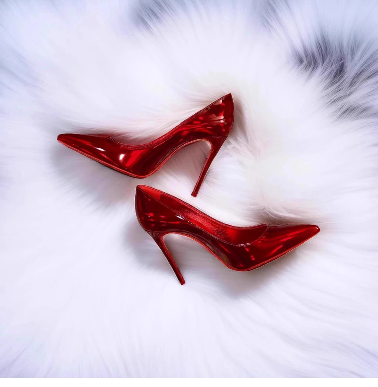 Glossy Red Pointed Toe Patent Leather High Heel Pumps Women Sexy Elegant Stiletto Heel Slip on  Cm Luxury Party Dress Shoes